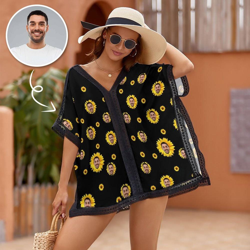 Custom Custom Face Chrysanthemum Women's Bikini Swimsuit Cover Up - YesCustom