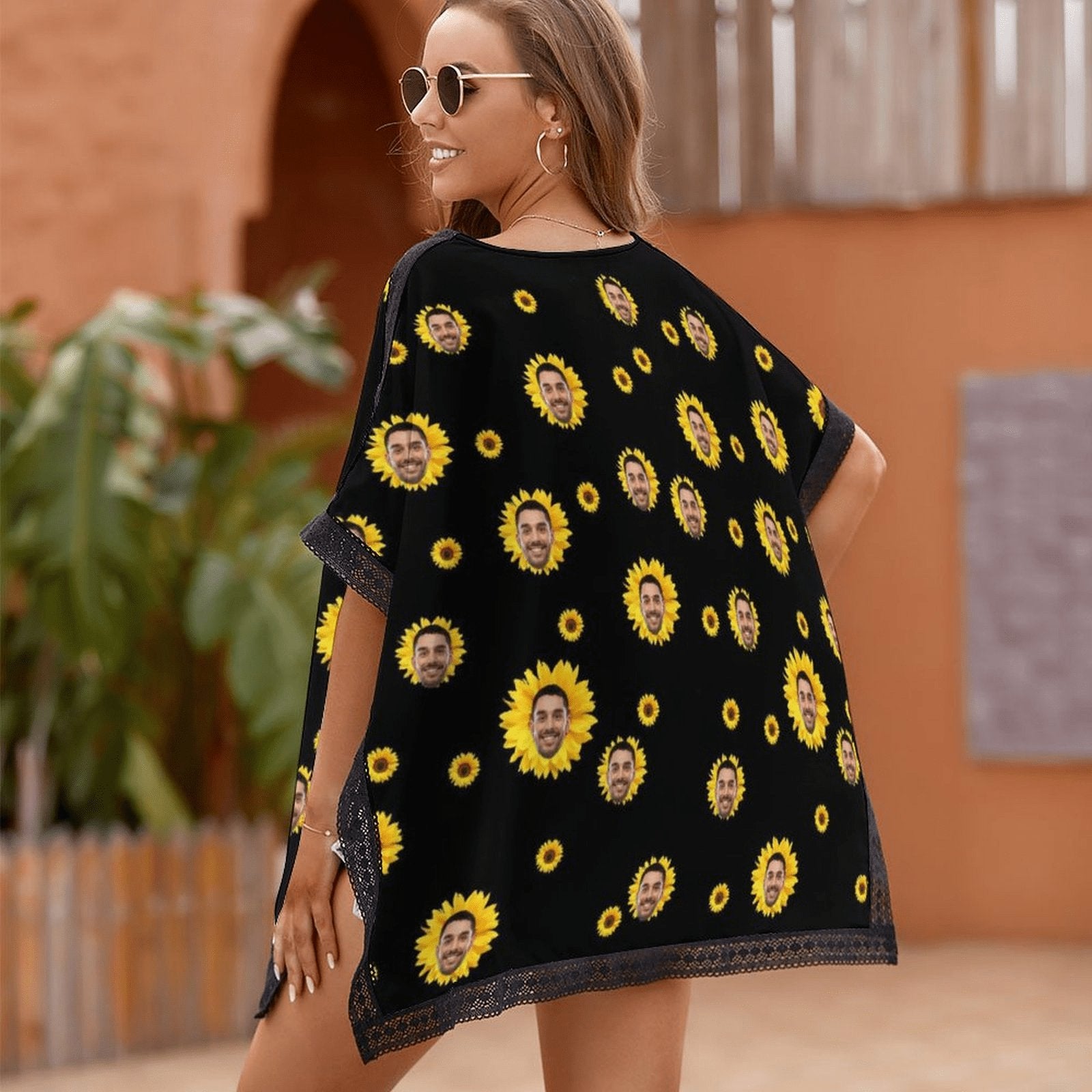 Custom Custom Face Chrysanthemum Women's Bikini Swimsuit Cover Up - YesCustom