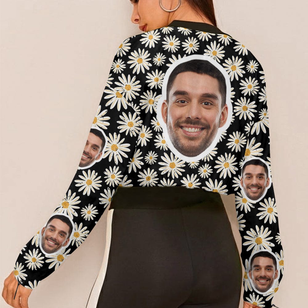 Custom Custom Face Chrysanthemum Women's Cropped Jacket Chiffon Jacket - YesCustom
