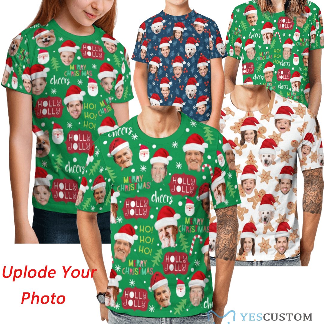 Custom Custom Face Classic T-shirt Family Matching for Men Women and Kids(S-6XL)(10 Styles) - YesCustom