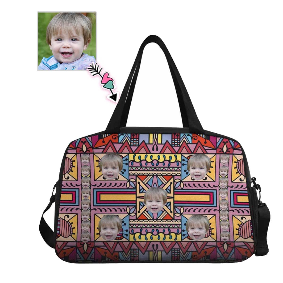 Custom Custom Face Classical Pattern Tote And Cross-body Travel Bag - YesCustom