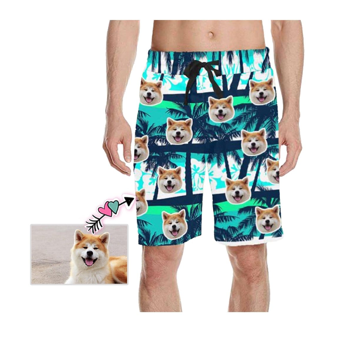 Custom Custom Face Coconut Trees Men's All Over Print Casual Shorts - YesCustom