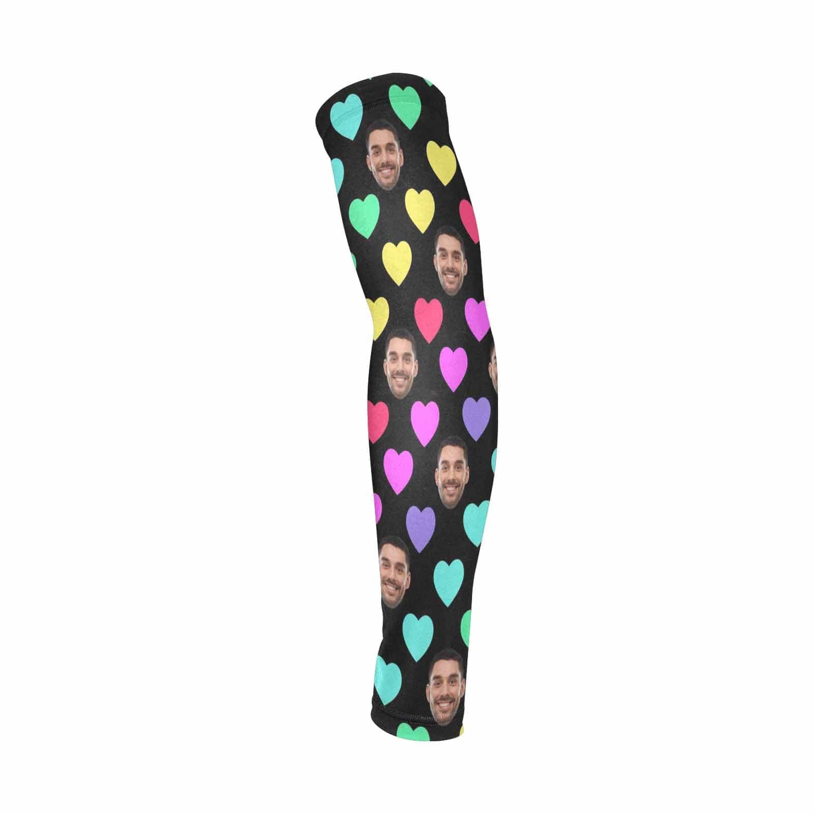 Custom Custom Face Color Heart Ice Silk Sun Arm Sleeves UV Arm Cover Sleeve, Protection for Cycling, Running, Outdoor Sports - YesCustom