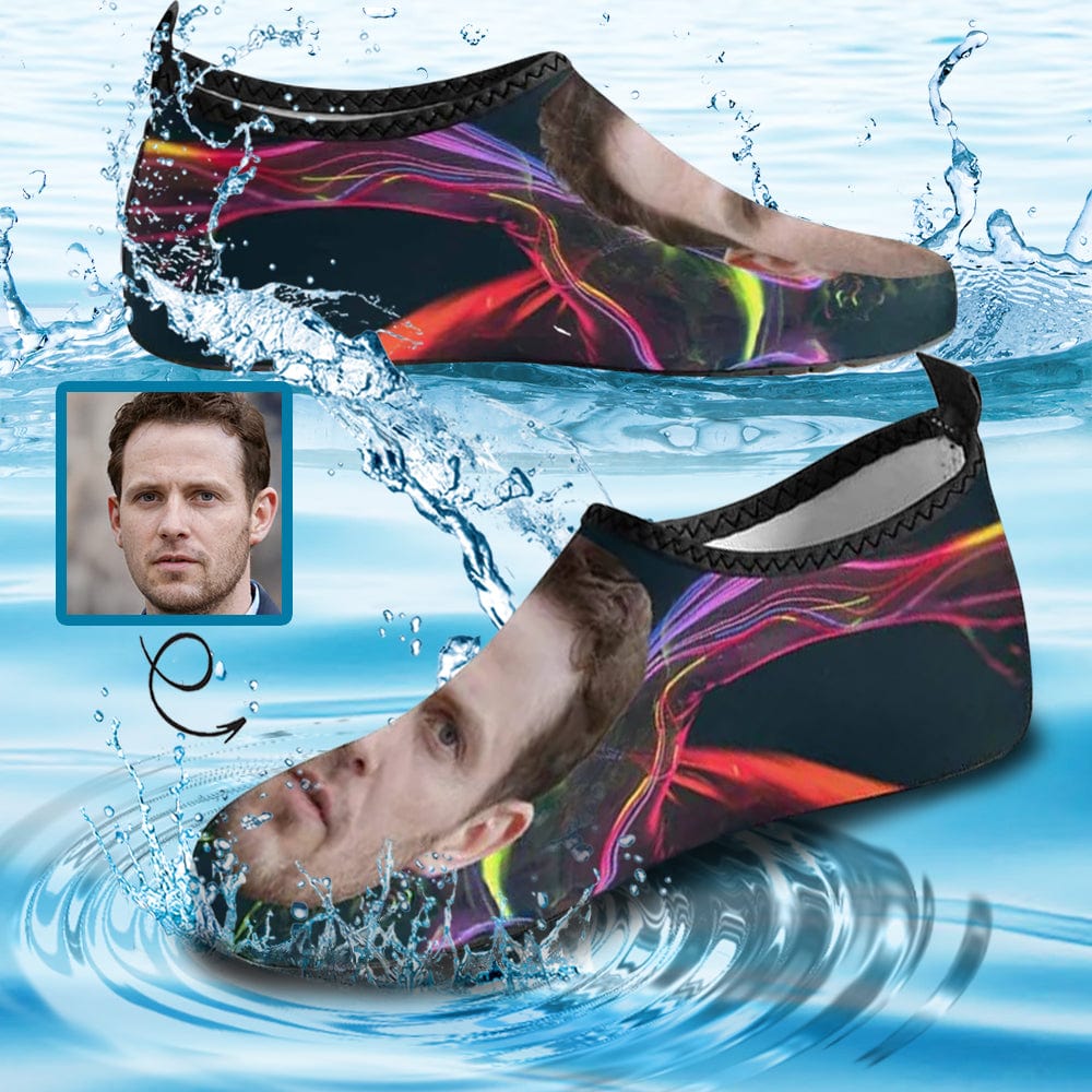 Custom Custom Face Color Ripple Men's Barefoot Slip-on for sport Quick-Dry Aqua Shoes - YesCustom