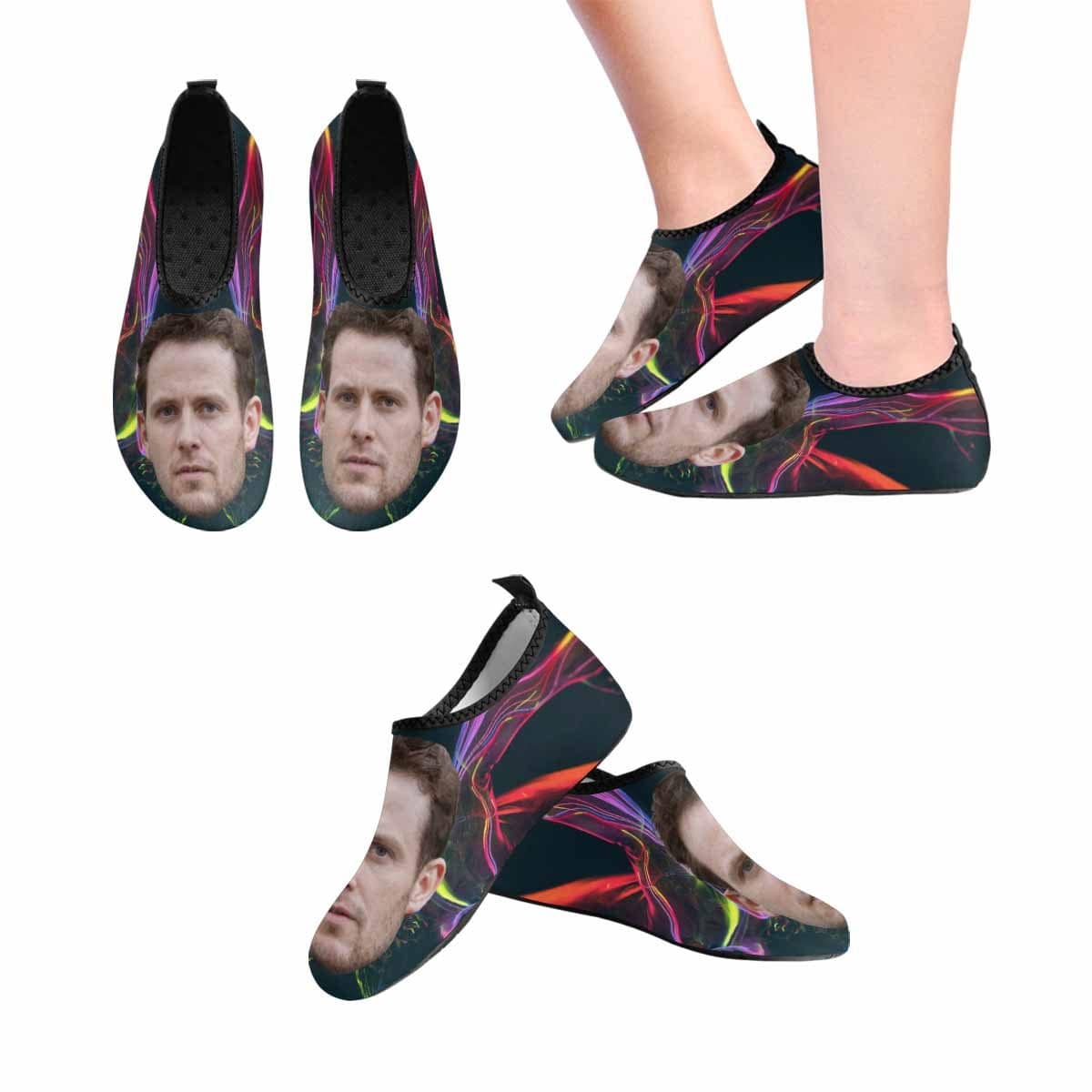 Custom Custom Face Color Ripple Men's Barefoot Slip-on for sport Quick-Dry Aqua Shoes - YesCustom