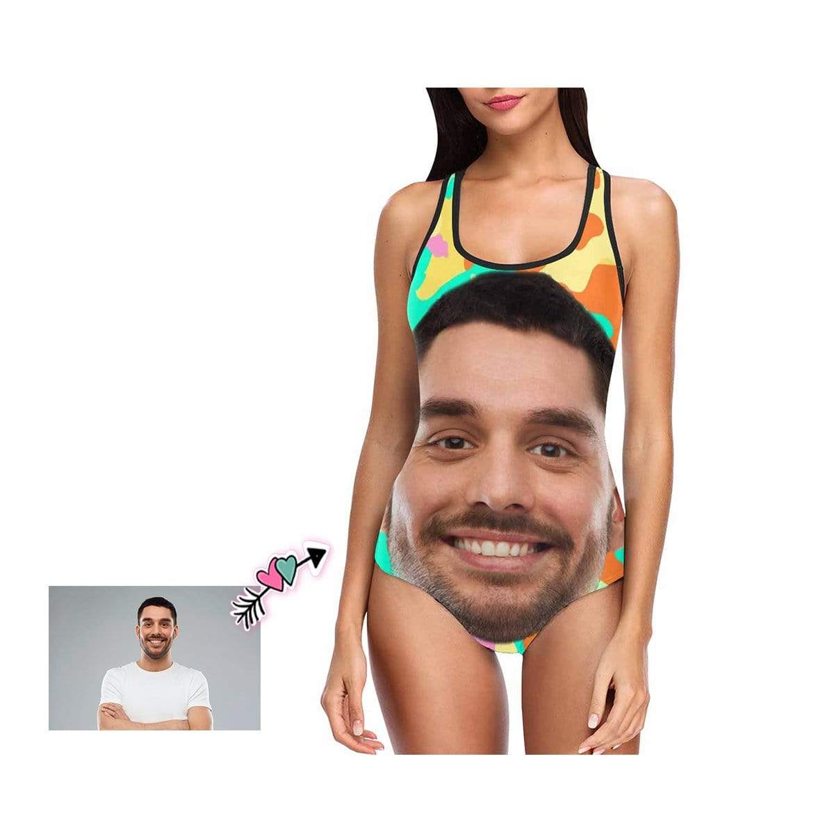 Custom Custom Face Colorful Camo Women's One Piece Swimsuit - YesCustom