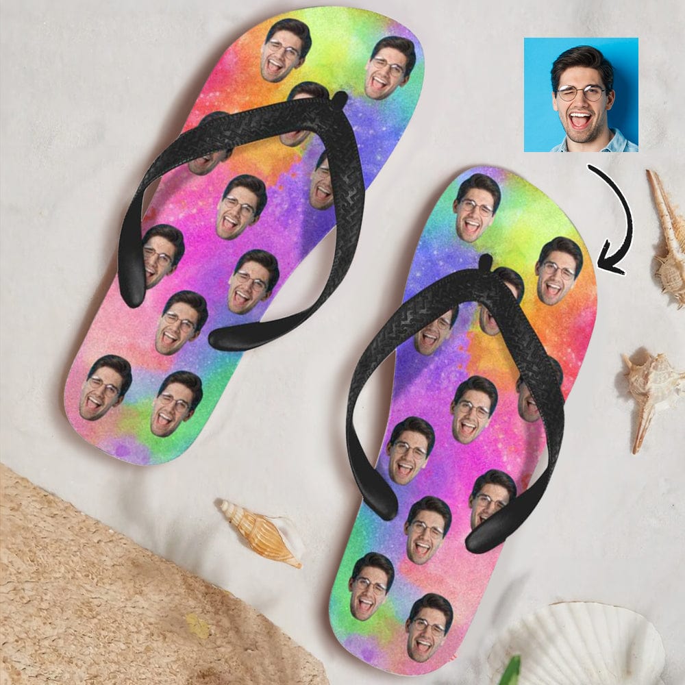 Custom Custom Face Colorful Flip Flops For Both Man And Woman Funny Gift For Vacation,Wedding Ideas For Guests - YesCustom
