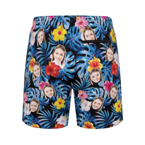 Custom Custom Face Colorful Flowers Men's Quick Dry 2 in 1 Surfing & Beach Shorts Male Gym Fitness Shorts - YesCustom