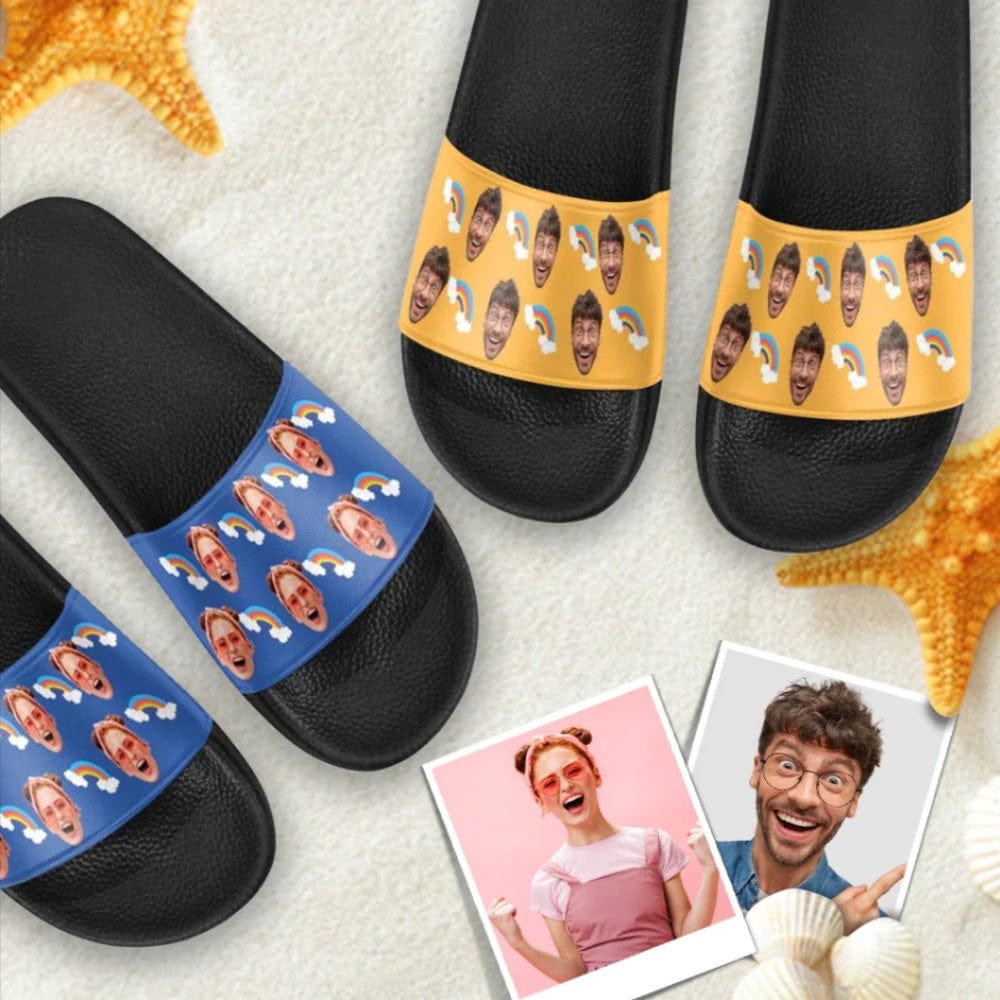 Custom Custom Face Colorful Sandals Personalized Couple Slides With Face - YesCustom
