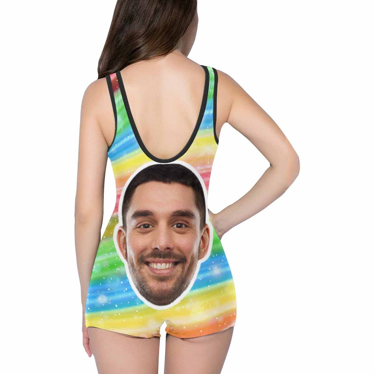 Custom Custom Face Colorful Women's One Piece Boyleg Swimsuit - YesCustom