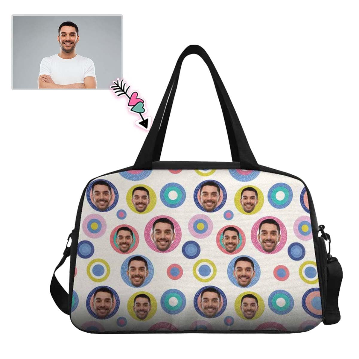 Custom Custom Face Concentric Circles Tote And Cross-body Travel Bag - YesCustom