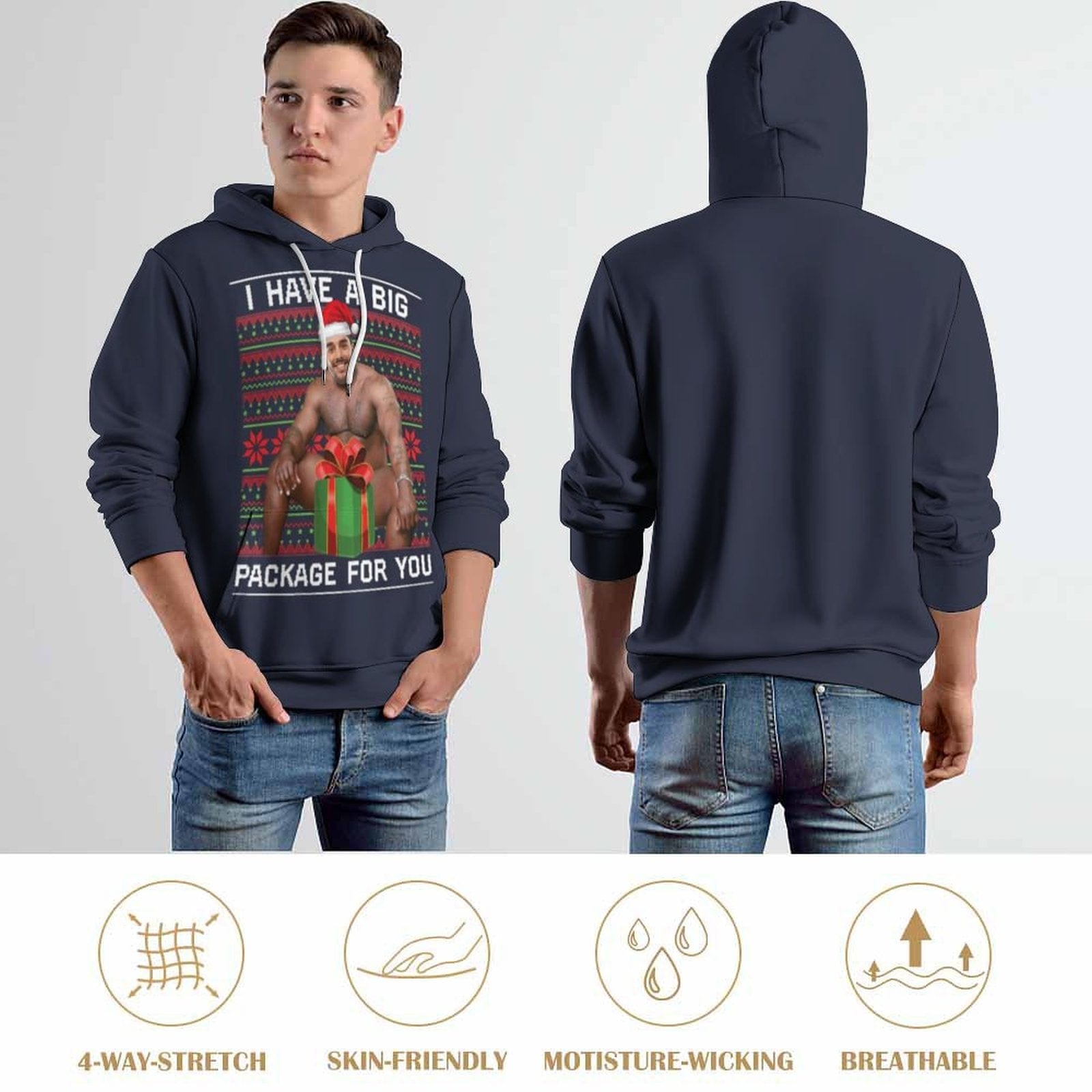 Custom Custom Face Cool Hoodie Designs Christmas Gift for You Large Size Personalized Face Unisex Loose Hoodie Custom Top Outfits - YesCustom