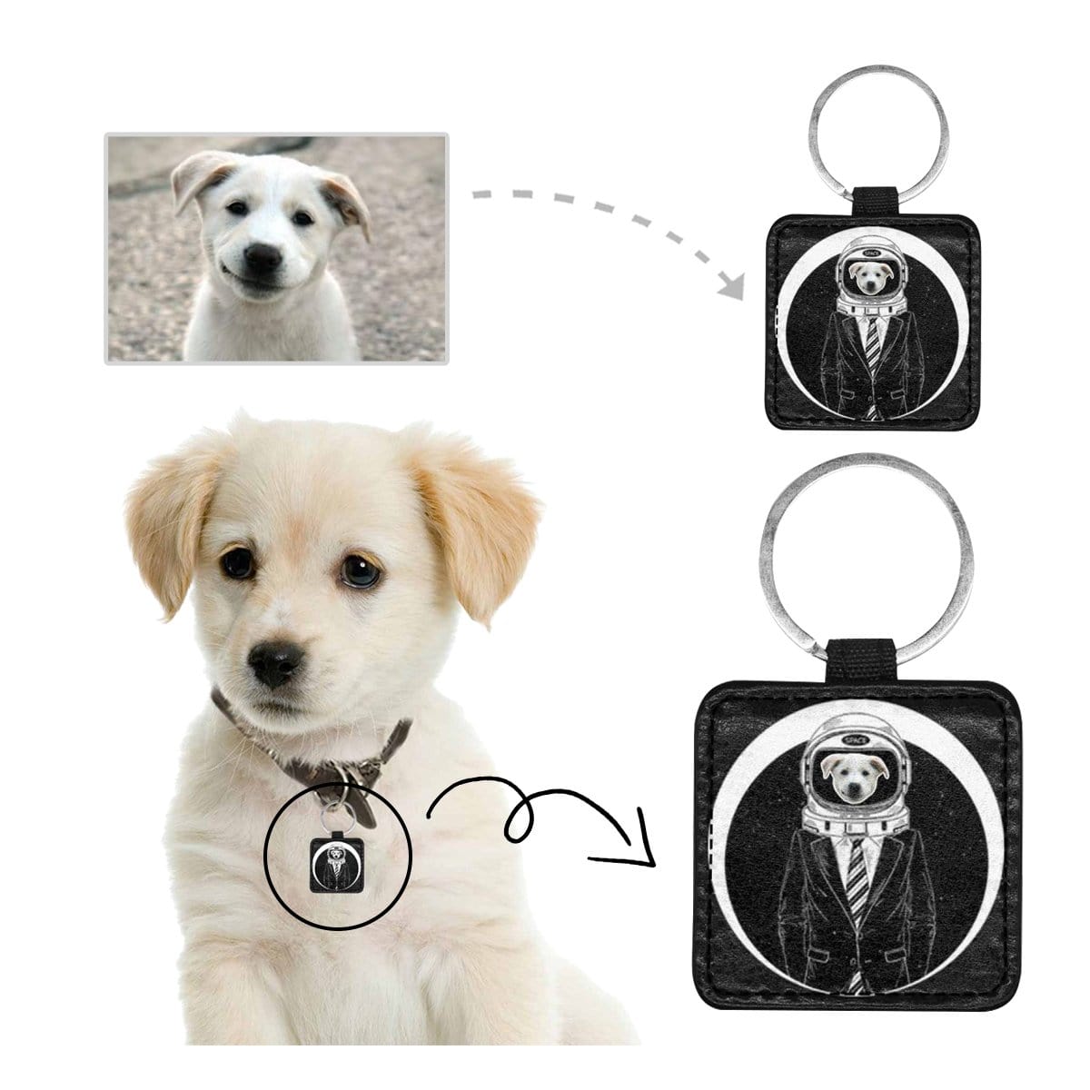 Custom Custom Face Cool Square Pet ID Tag - YesCustom