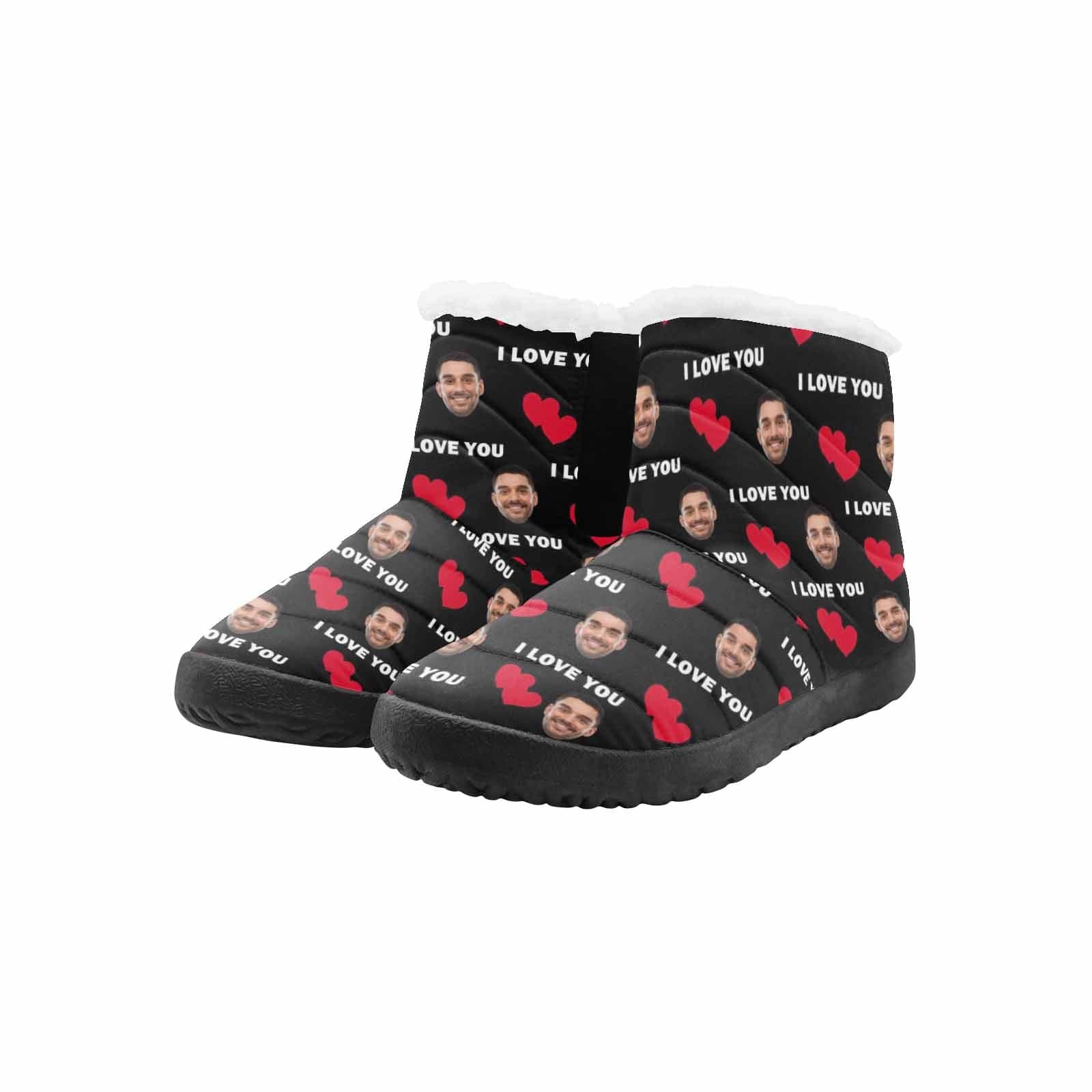 Custom Custom Face Cotton-Padded Shoes I Love You for Men Women - YesCustom