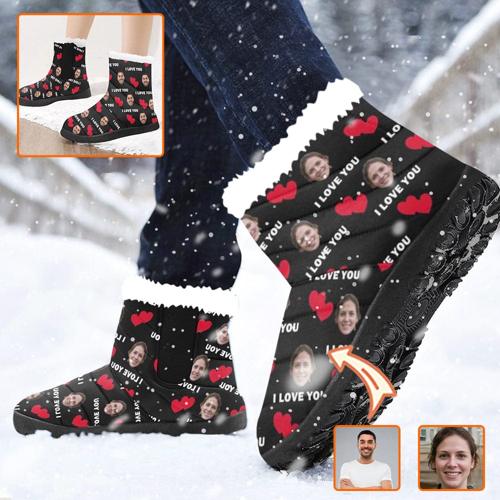 Custom Custom Face Cotton-Padded Shoes I Love You for Men Women - YesCustom