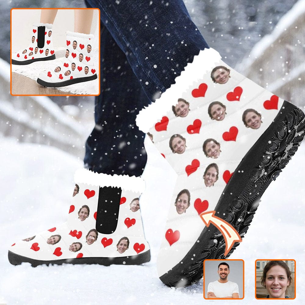 Custom Custom Face Cotton-Padded Shoes Little Red Heart for Men Women - YesCustom