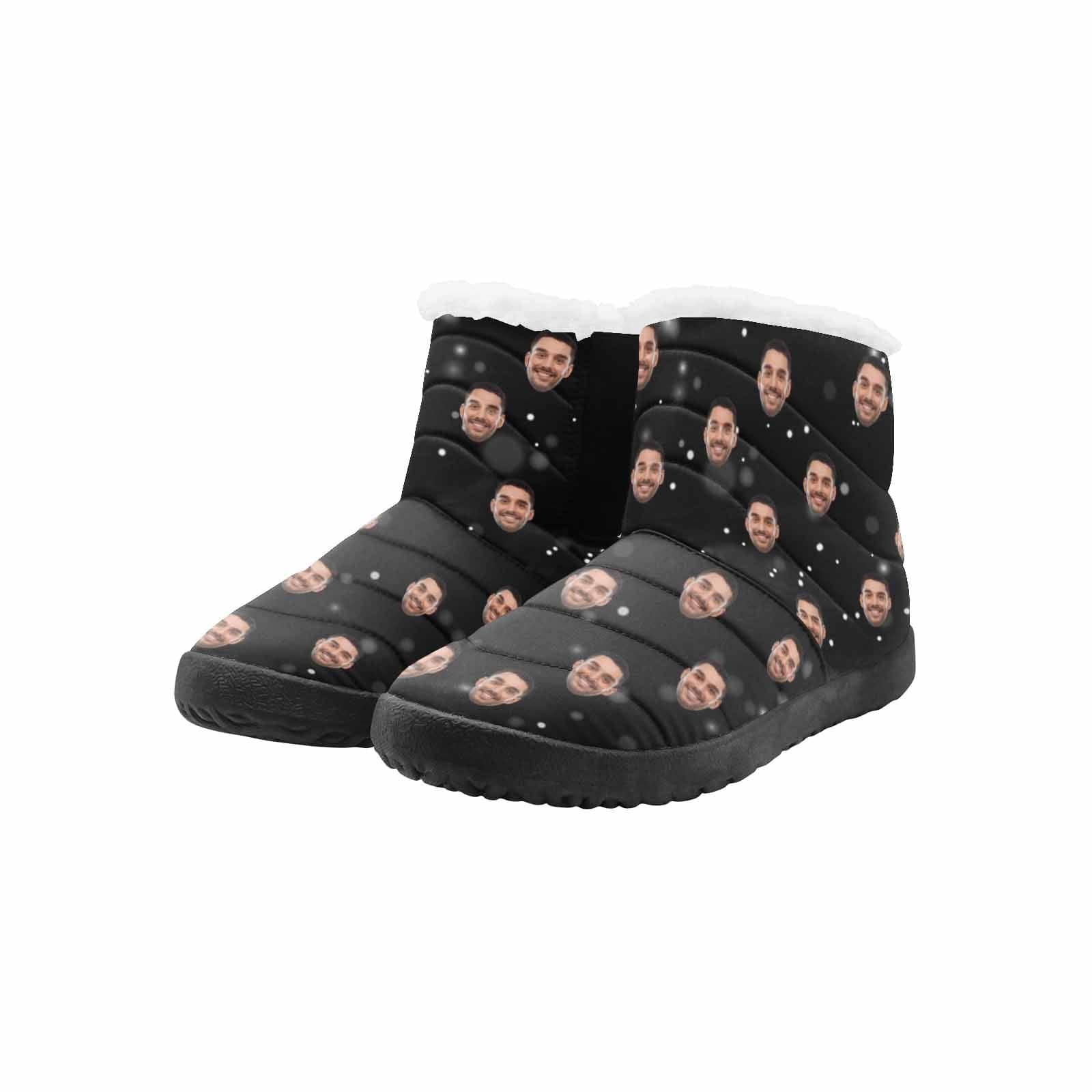 Custom Custom Face Cotton-Padded Shoes with Simple Black for Men Women - YesCustom