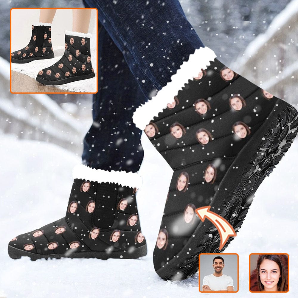 Custom Custom Face Cotton-Padded Shoes with Simple Black for Men Women - YesCustom