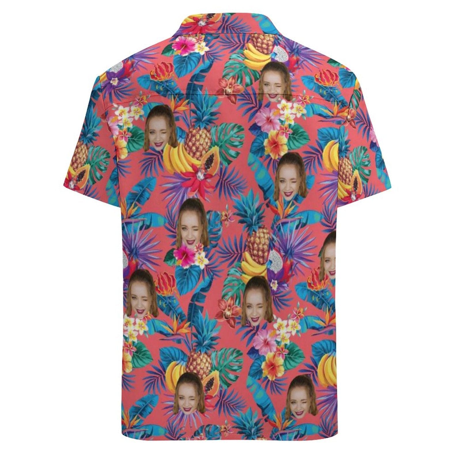 Custom Custom Face Couple Hawaiian Shirt&Dress Tropical Fruits Men Front Pocket Shortsleeve Beach Pocket Hawaiian Shirt Honeymoons Boyfriend Gift - YesCustom