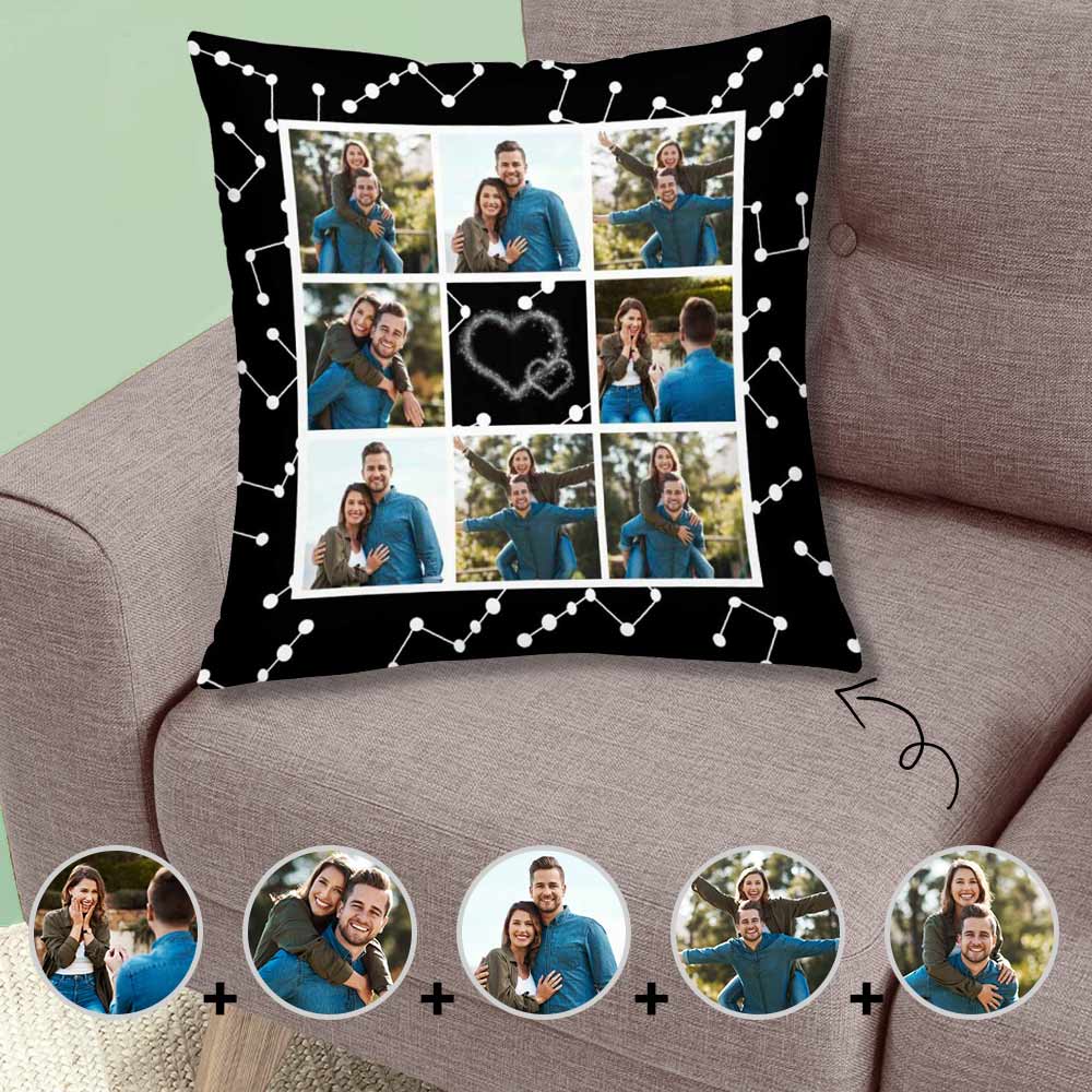 Custom Custom Face Couple Pillow Case Personalized Photo Stars Throw Pillow Cover for Valentine's Day - YesCustom