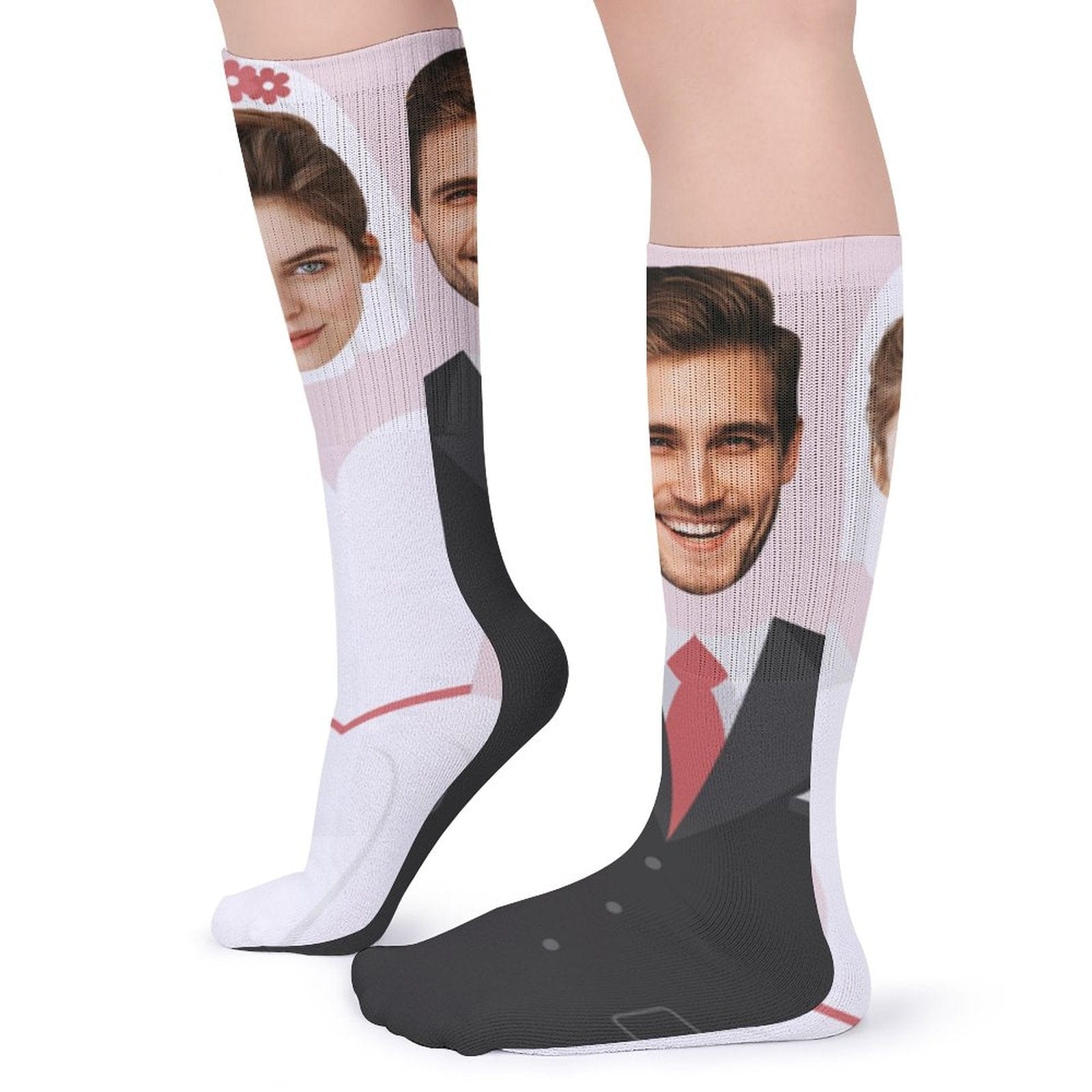 Custom Custom Face Couple Sublimated Crew Socks Wedding Socks Personalized Funny Photo Socks Gift - YesCustom