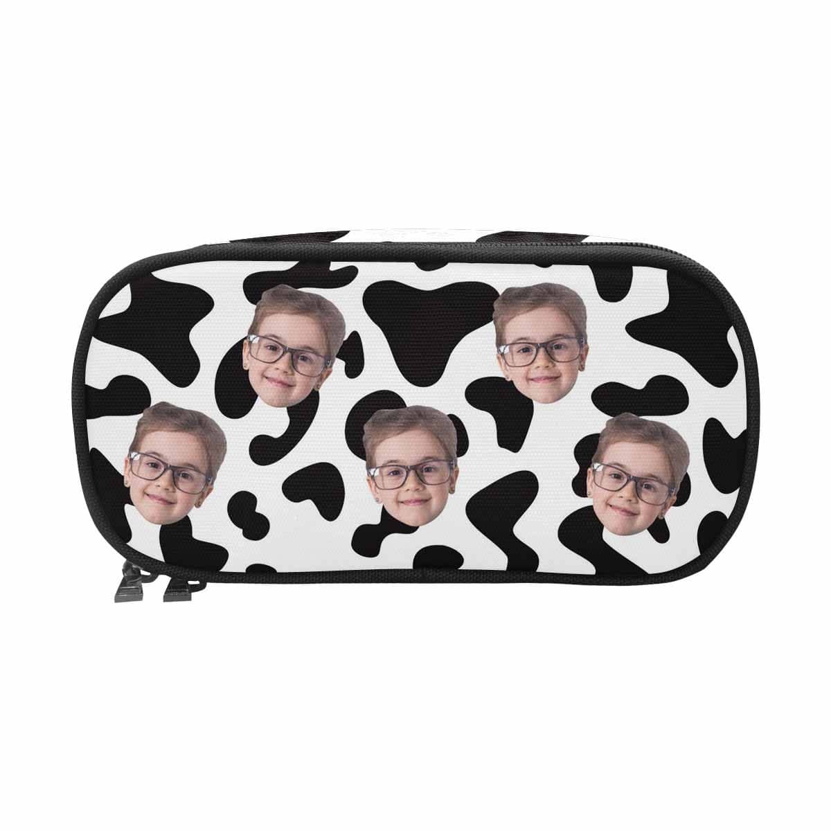 Custom Custom Face Cow Black&White Pencil Pouch - YesCustom