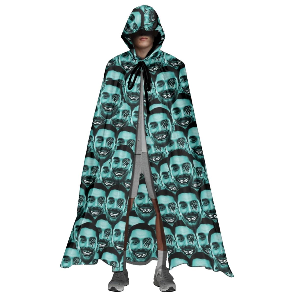 Custom Custom Face Crazy Unisex Hooded Halloween Cloak for Adult and Kids Cosplay Costumes Wizard Cape with Hat - YesCustom