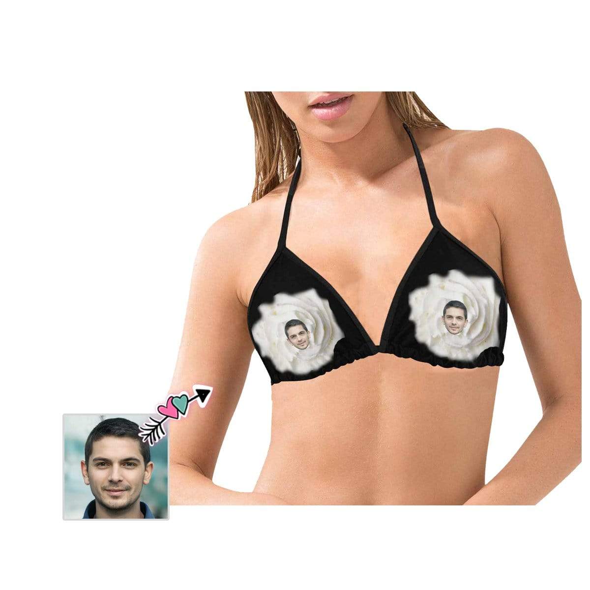 Custom Custom Face Cream Personalized Bikini Swimsuit Top - YesCustom