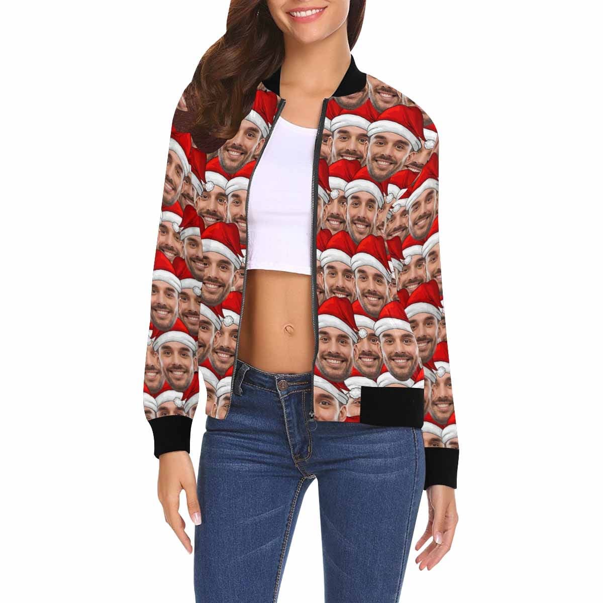 Custom Custom Face Cute Christmas Hats Women's Casual Jacket - YesCustom