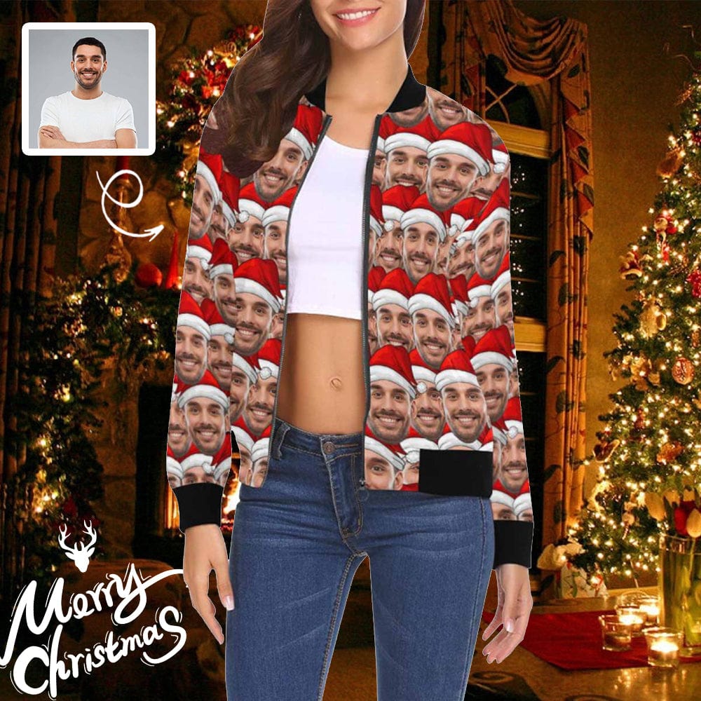 Custom Custom Face Cute Christmas Hats Women's Casual Jacket - YesCustom