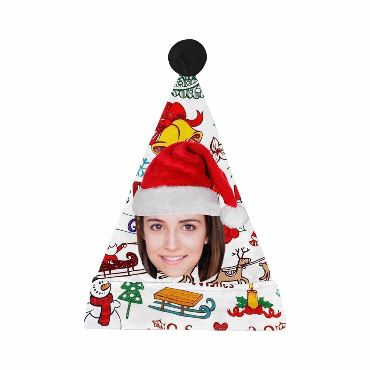 Custom Custom Face Cute Christmas Patterns Christmas Santa Hat - YesCustom