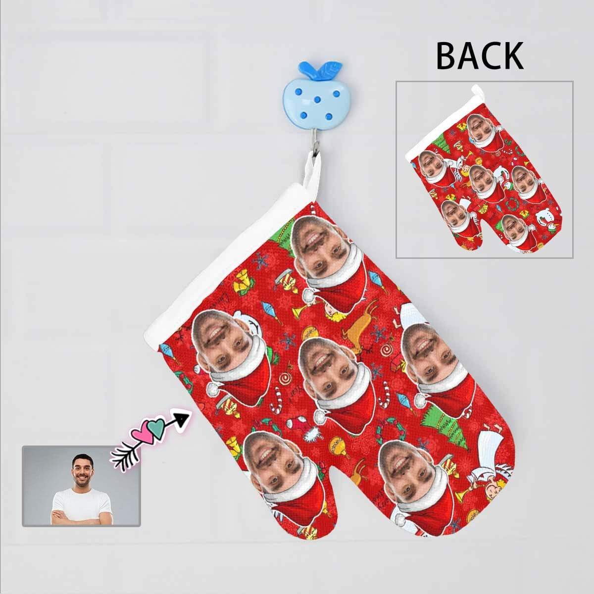 Custom Custom Face Cute Christmas Tree Heat Resistant Oven Mitt(A Pair) - YesCustom