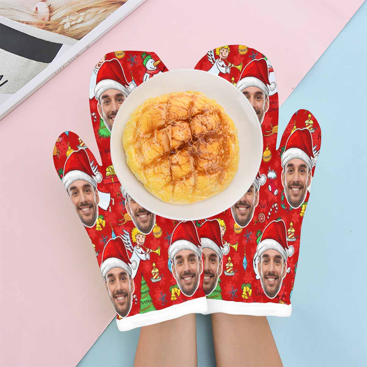 Custom Custom Face Cute Christmas Tree Heat Resistant Oven Mitt(A Pair) - YesCustom