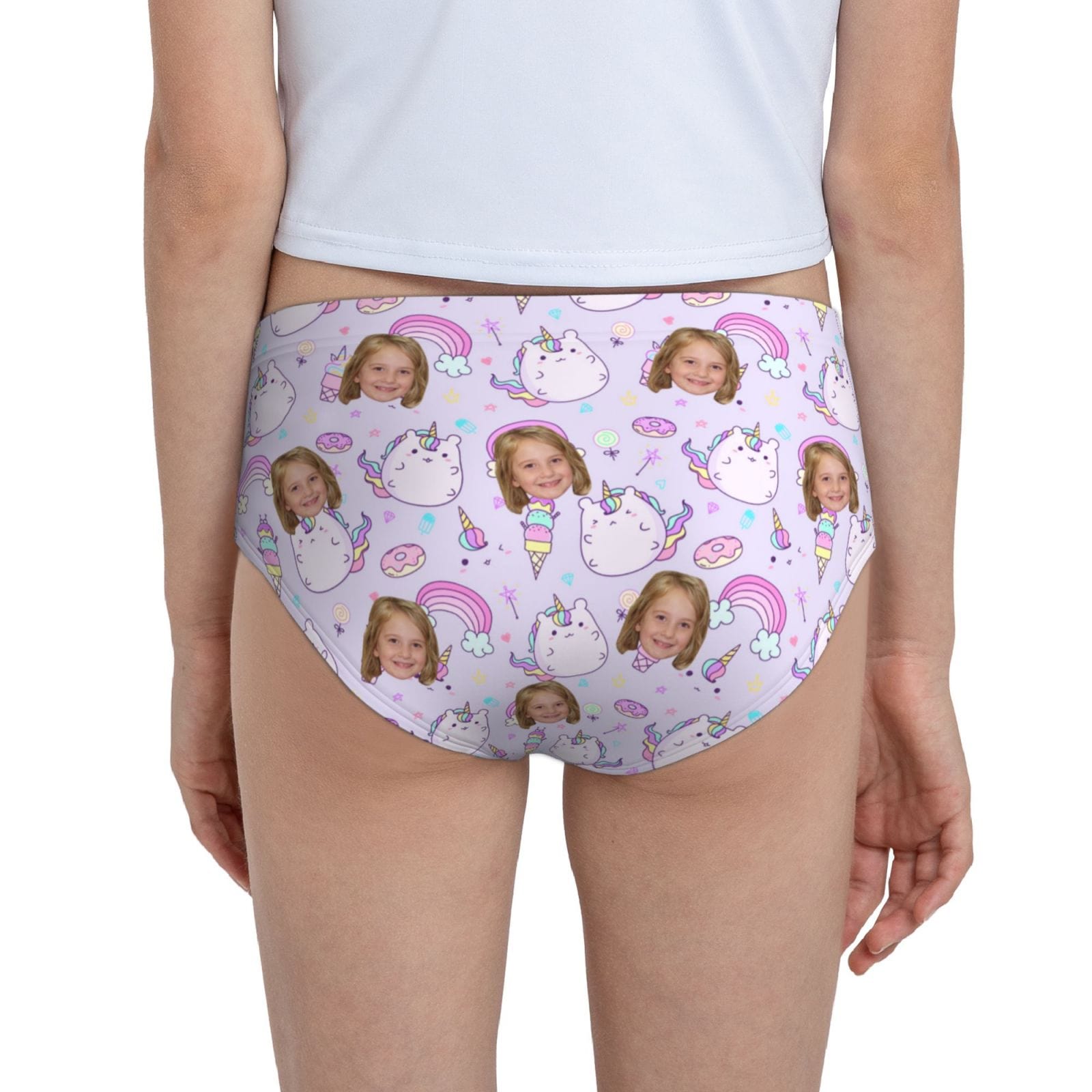 Custom Custom Face Cute Monster Purple Girl's Underwear Cotton Brief Panties - YesCustom
