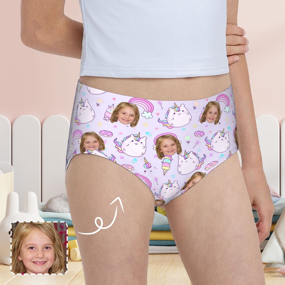 Custom Custom Face Cute Monster Purple Girl's Underwear Cotton Brief Panties - YesCustom