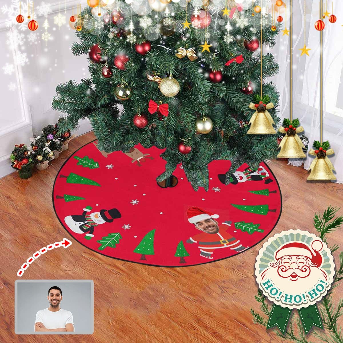 Custom Custom Face Cute Santa Christmas Tree Skirt - YesCustom