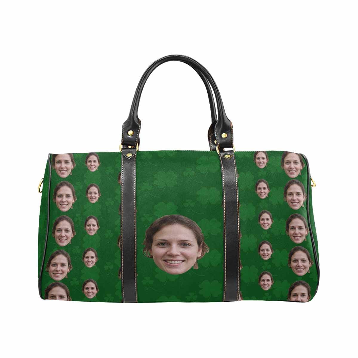 Custom Custom Face Deep Green Clover Travel Bag - YesCustom