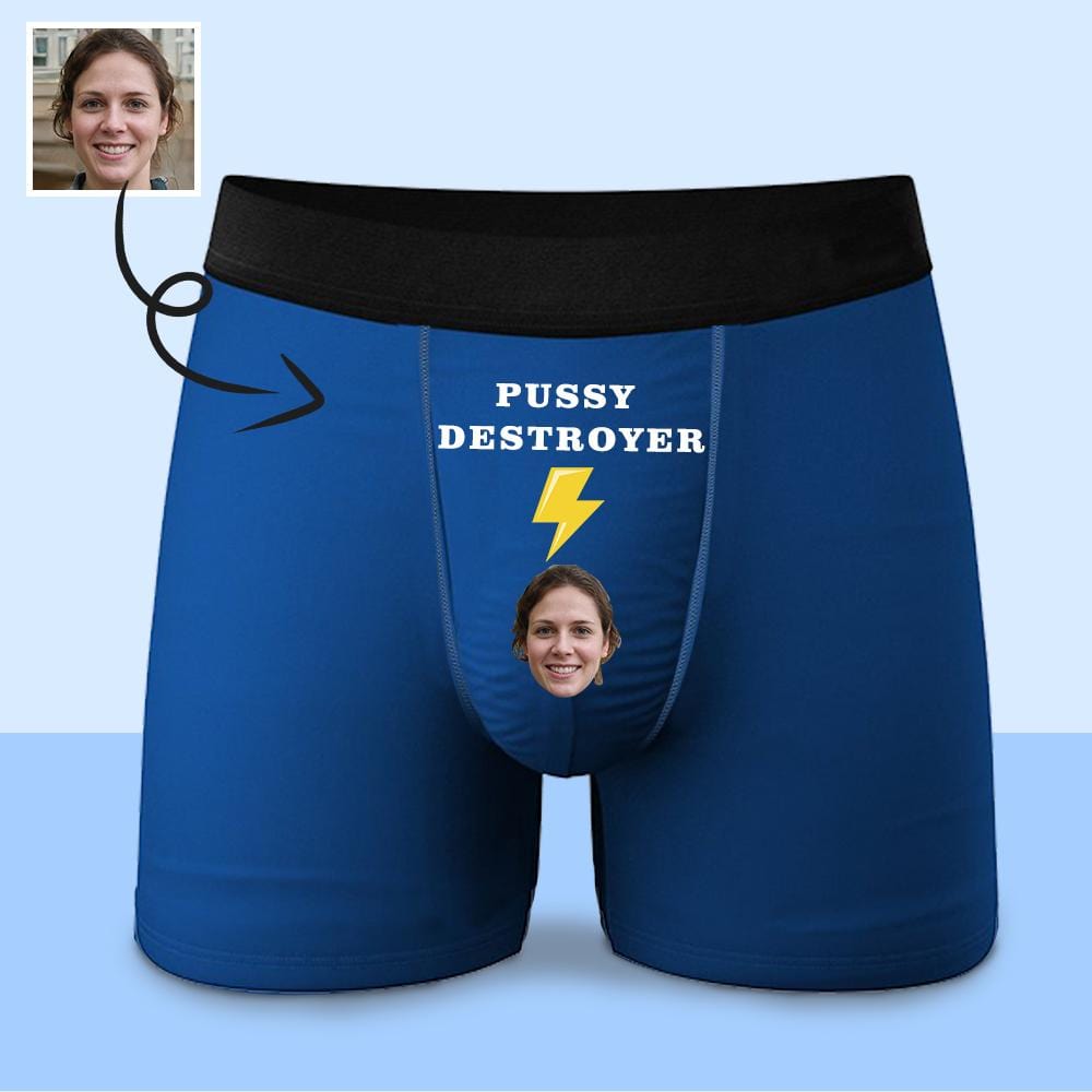 Custom Custom Face Destroyer Men's Print Boxer Briefs Personalized Underwear with Photo Gift for Men - YesCustom