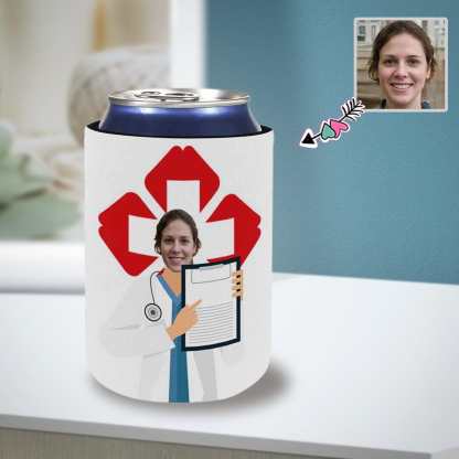 Custom Custom Face Doctor Koozies Personalized Funny Face Can Cooler Neoprene Non Slip for Beer Cans and Bottles - YesCustom