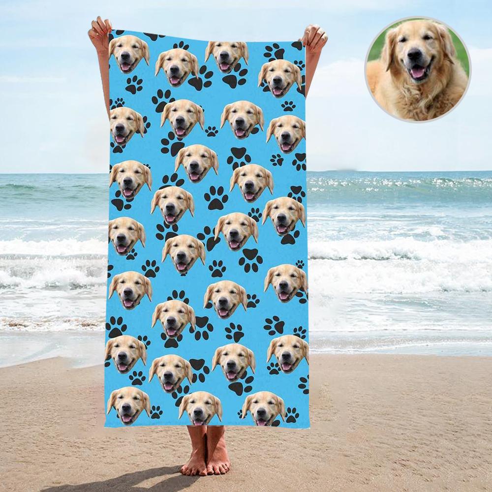 Custom Custom Face Dog Paw Bath Towel 30"x56" Beach Towel Kids Towel Pool Towel Camp Towel - YesCustom