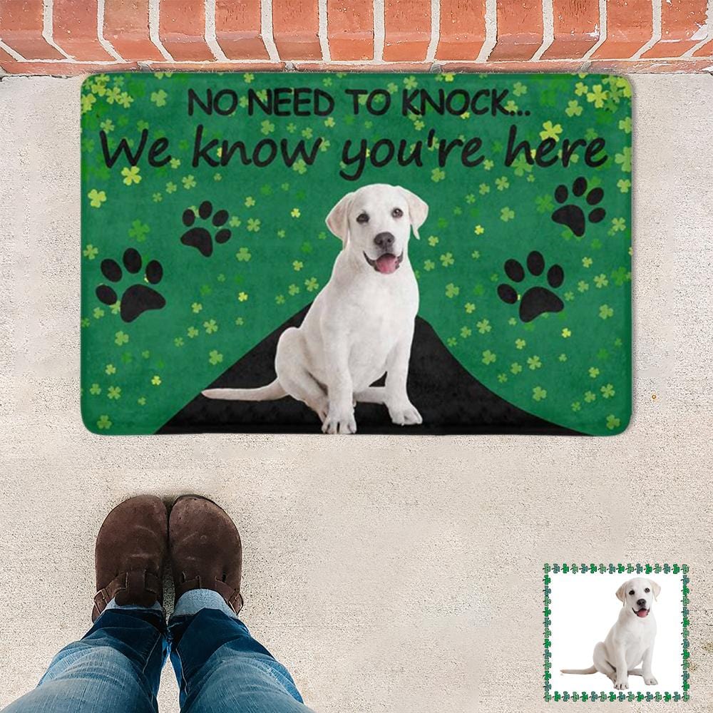 Custom Custom Face Dog Paw Green Doormat - YesCustom