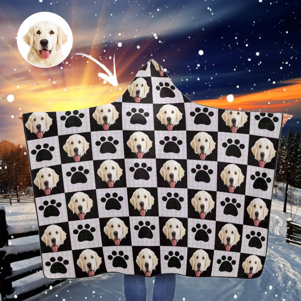 Custom Custom Face Dog Paw Hooded Blanket - YesCustom