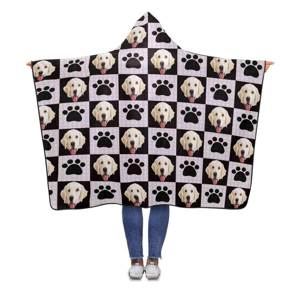 Custom Custom Face Dog Paw Hooded Blanket - YesCustom