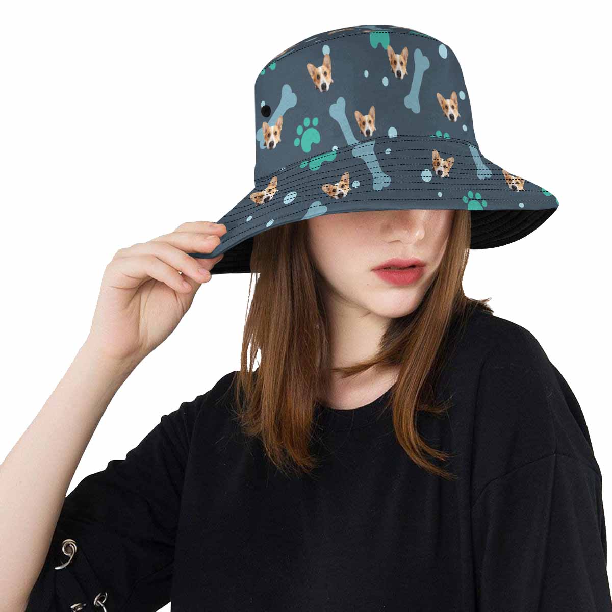 Custom Custom Face Dog Paw Print Unisex Bucket Boonie Hat - YesCustom