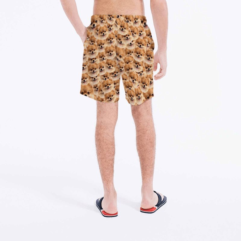 Custom Custom Face Dog Personalized Photo Men's Elastic Beach Shorts - YesCustom