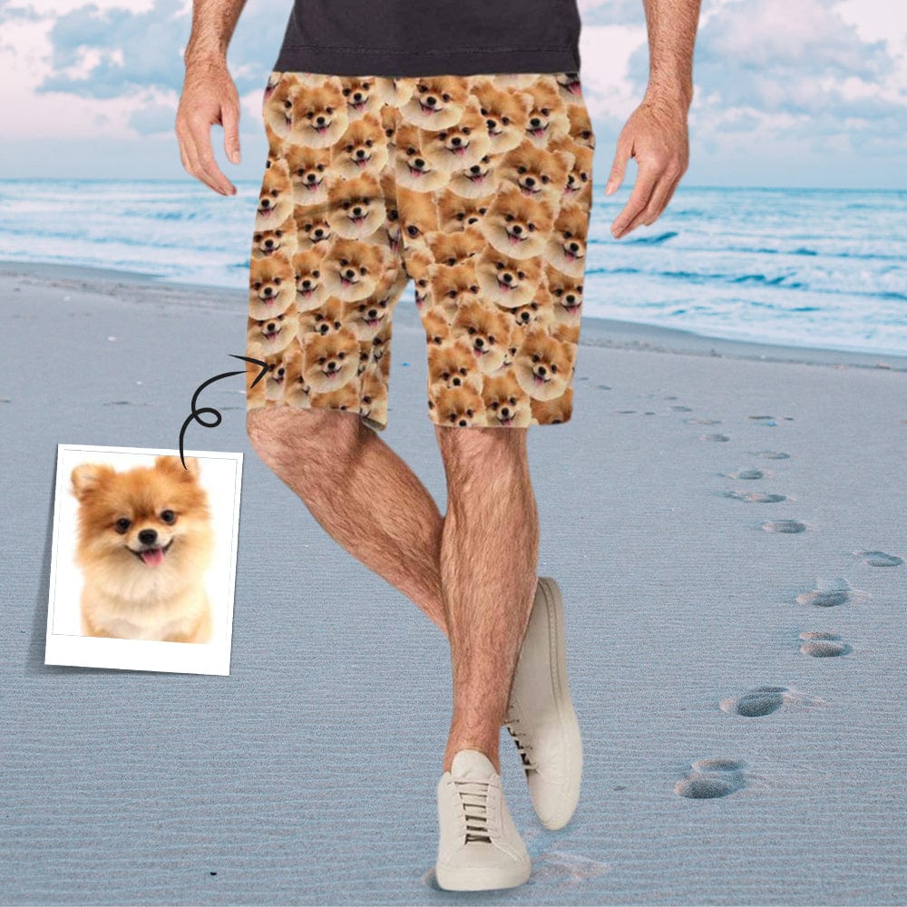 Custom Custom Face Dog Personalized Photo Men's Elastic Beach Shorts - YesCustom