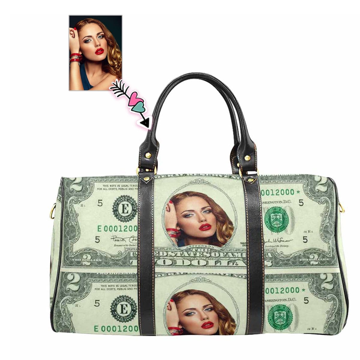 Custom Custom Face Dollar Girlfriend Travel Bag - YesCustom