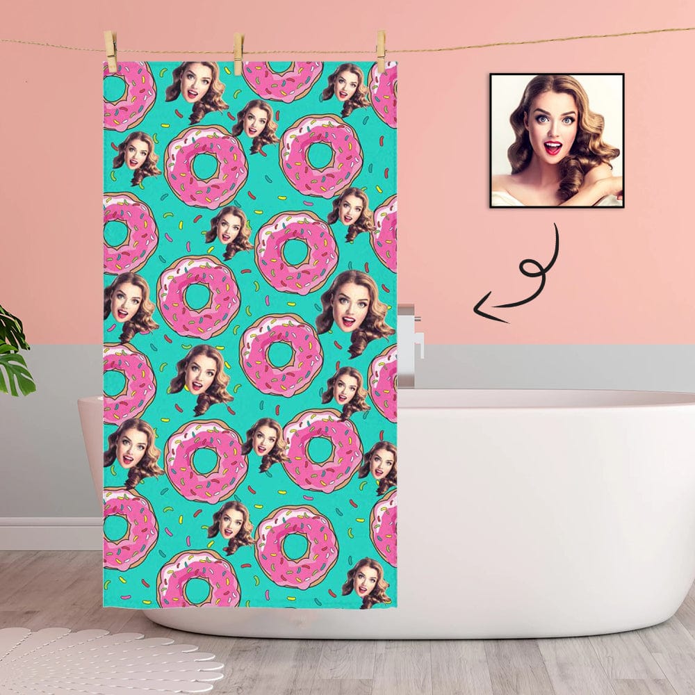 Custom Custom Face Donut Bath Towel 30"x56" Beach Towel Kids Towel Pool Towel Camp Towel - YesCustom