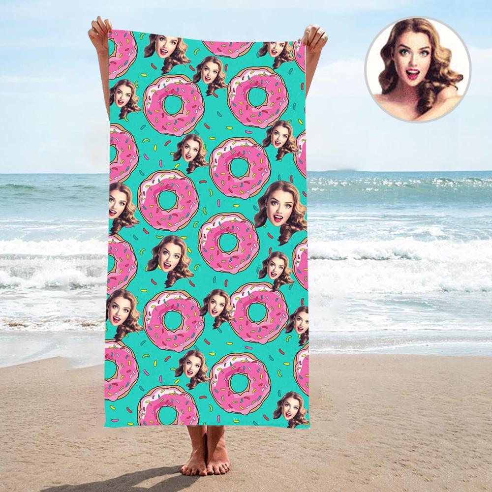 Custom Custom Face Donut Bath Towel 30"x56" Beach Towel Kids Towel Pool Towel Camp Towel - YesCustom