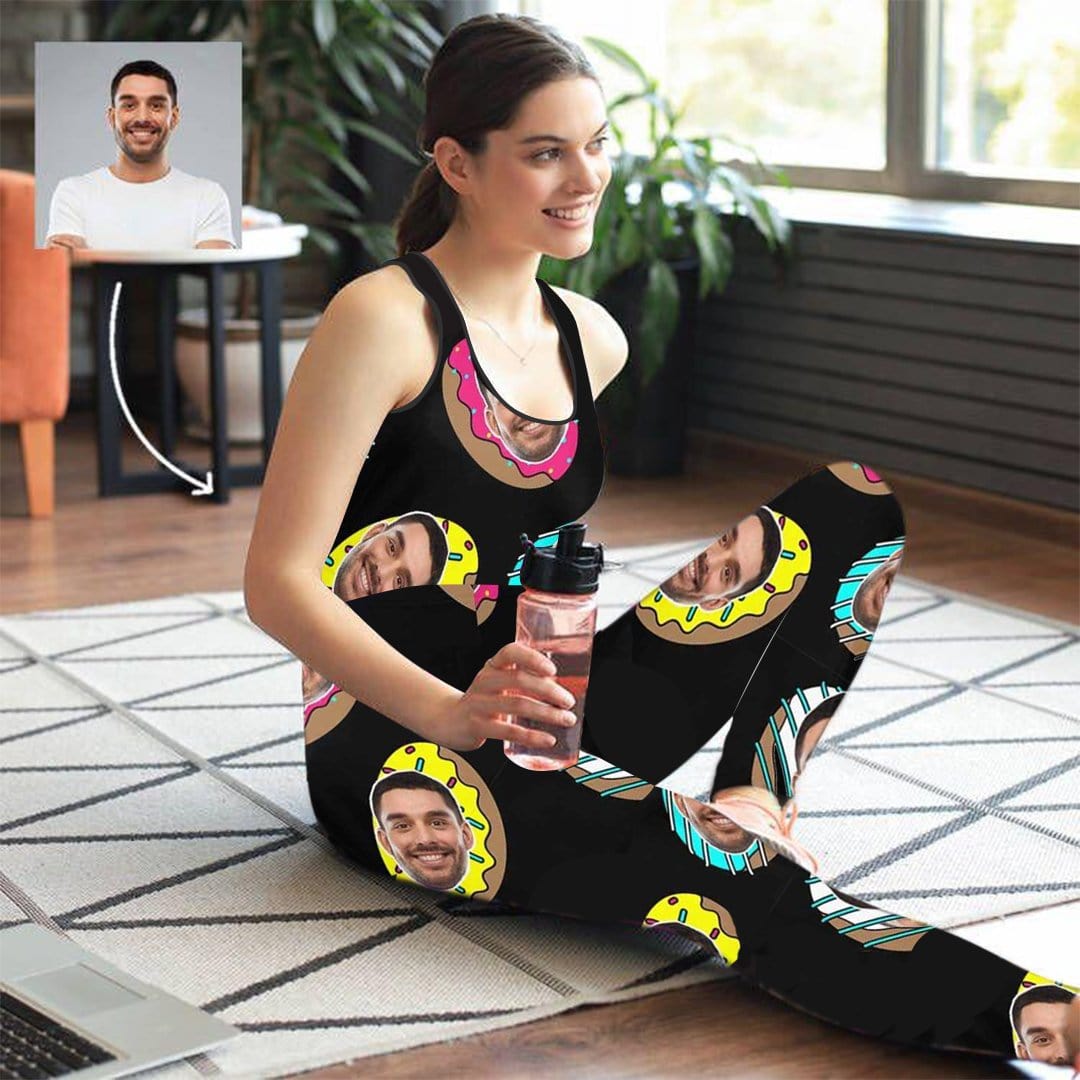 Custom Custom Face Donuts Women's Yoga Racerback Tank&Leggings Set - YesCustom